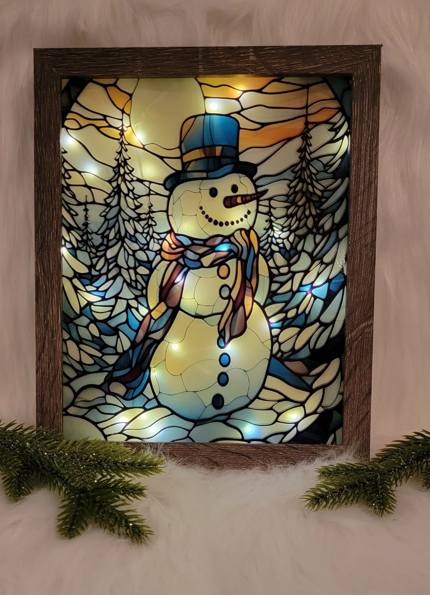 Snowman Light Up Shadow Box
