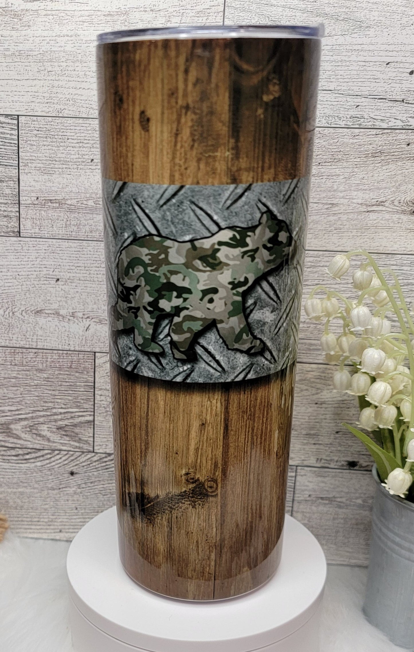 Woodgrain Bear 20oz Tumbler