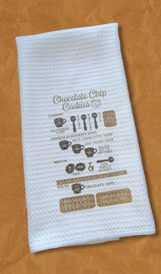 Chocolate Chip Cookie Recipe - Waffle Weave Dish Towel