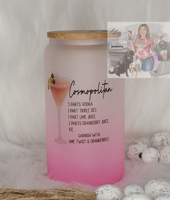 Cosmopolitan (Recipe) Glass Tumbler -16oz