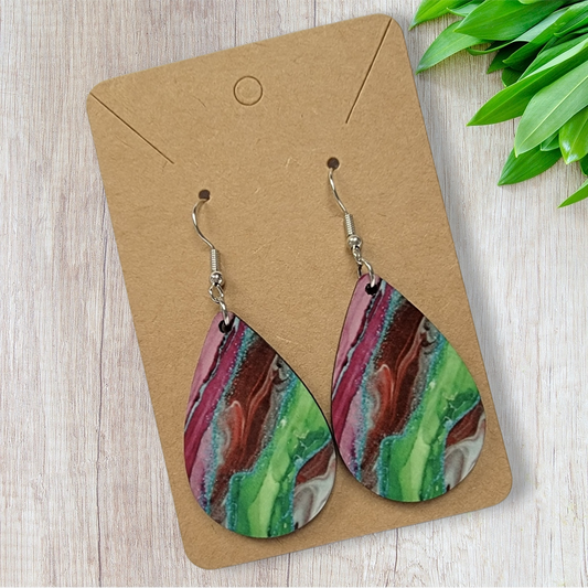 Dangle Multi Color Marble Earrings