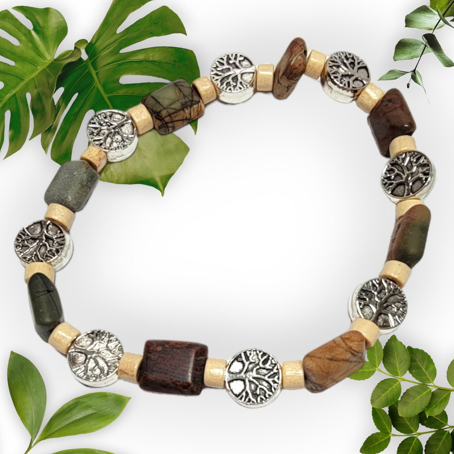 Tree of Life & Jasper Bracelet & Earring Set
