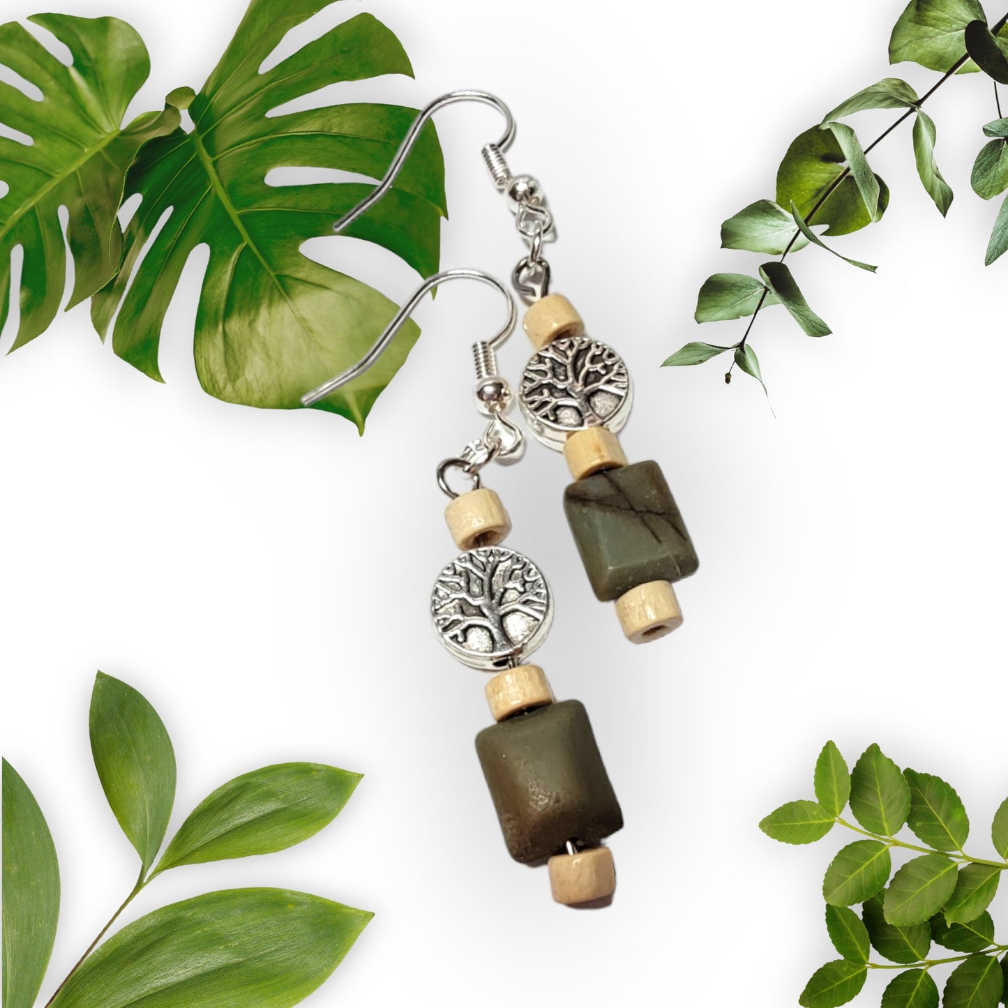 Tree of Life & Jasper Bracelet & Earring Set
