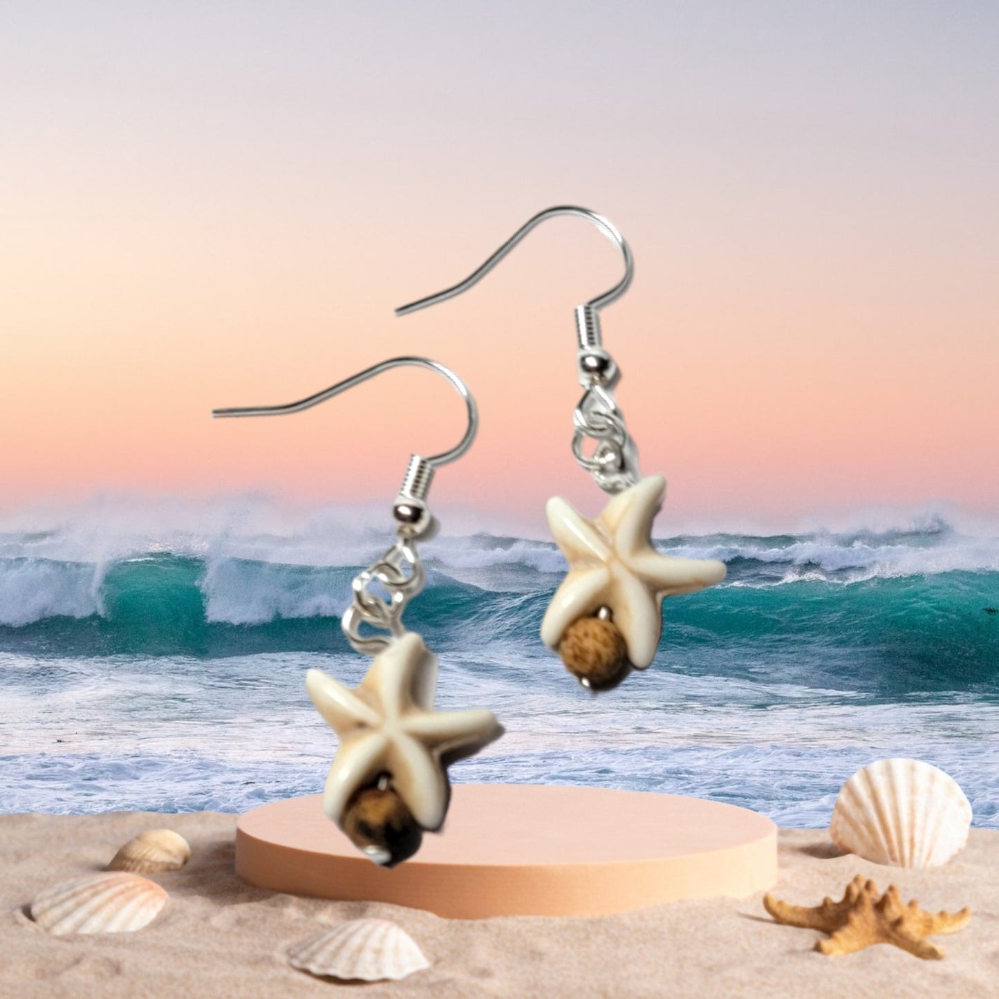 Starfish, Jasper, & Glass Bead Bracelet & Earring Set