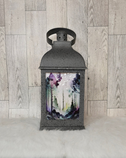 Fairy Garden 9" Speckled Pewter Plastic LED Lantern