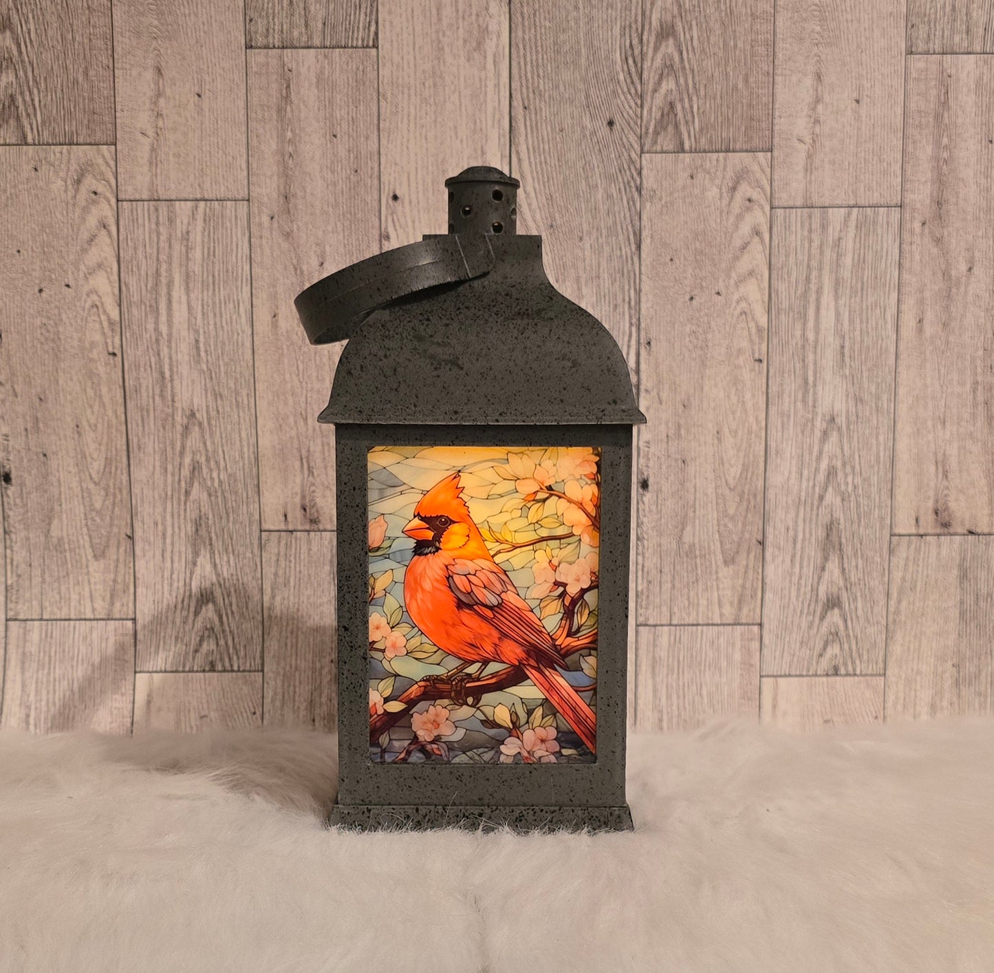 Cardinal 9" Speckled Pewter Plastic LED Lantern