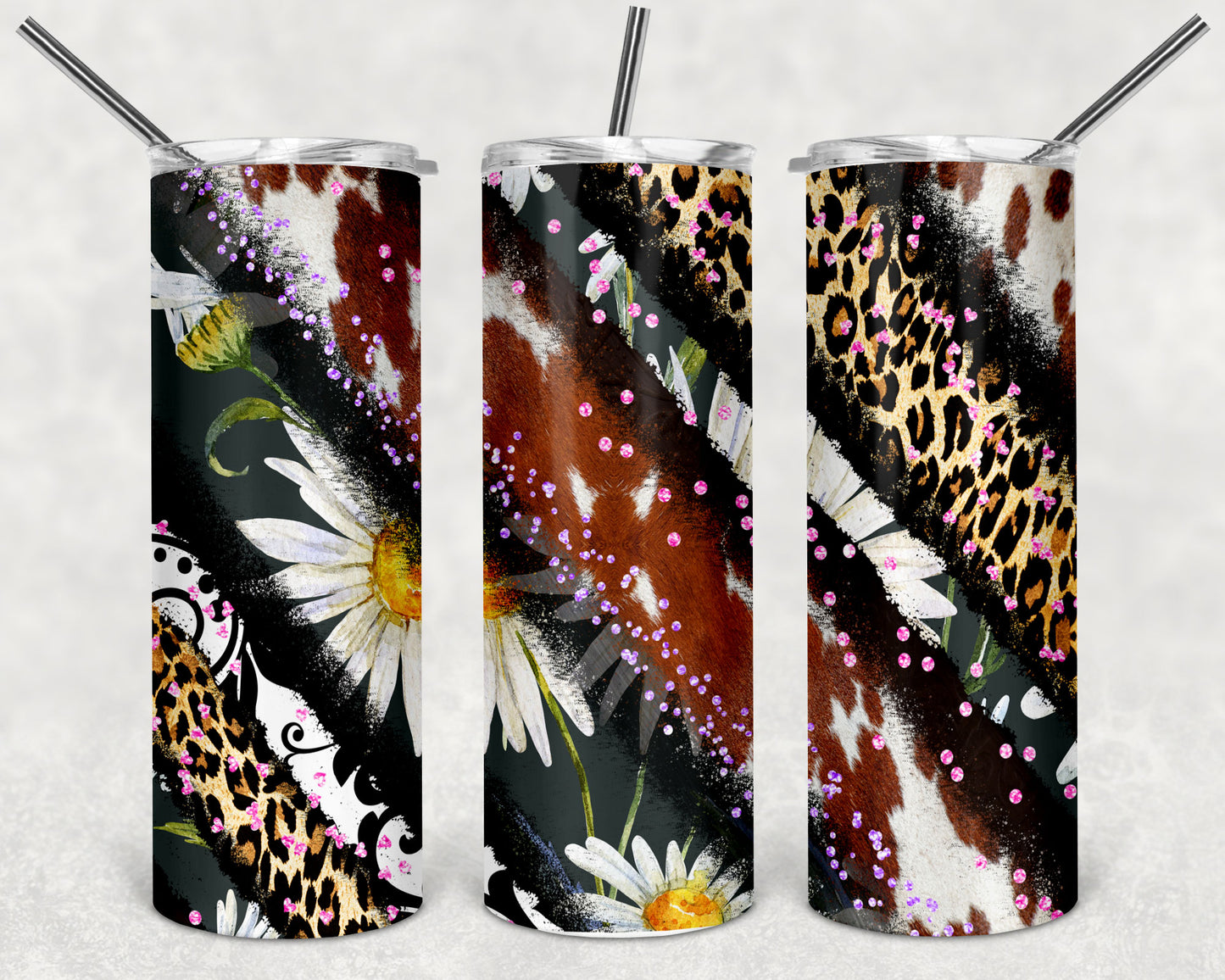 Leopard, Daisy, Cowhide 20oz Tumbler