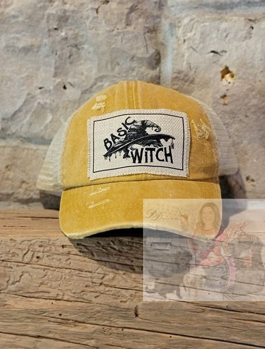 Basic Witch Distressed Criss Cross Pony Tail Hat