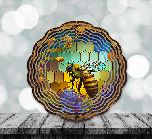 Stained Glass Bee 10" Wind Spinner