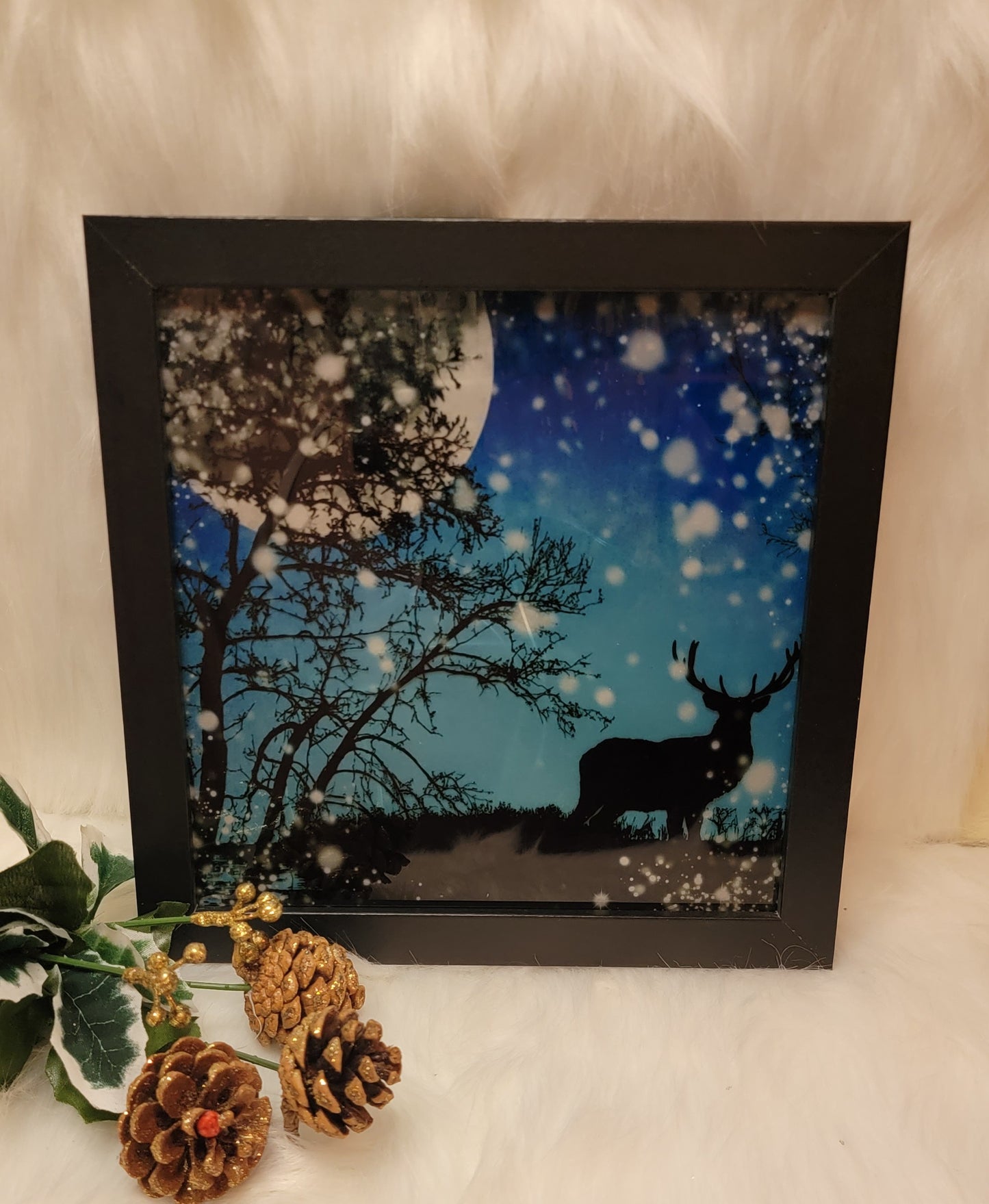 Buck at Night Light Up Shadow Box