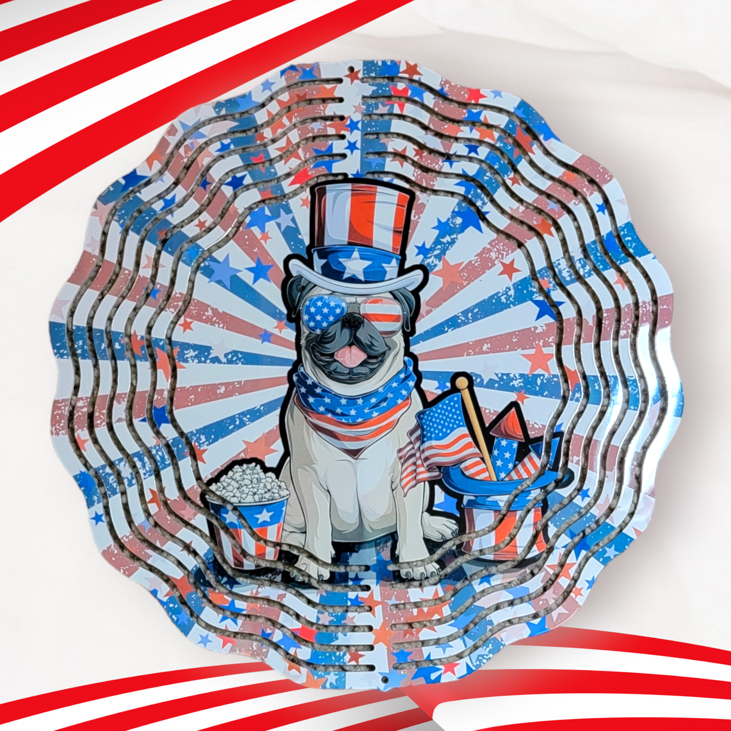 Patriotic Dog 10" Wind Spinner