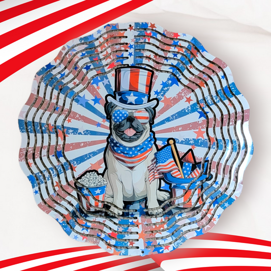 Patriotic Dog 10" Wind Spinner