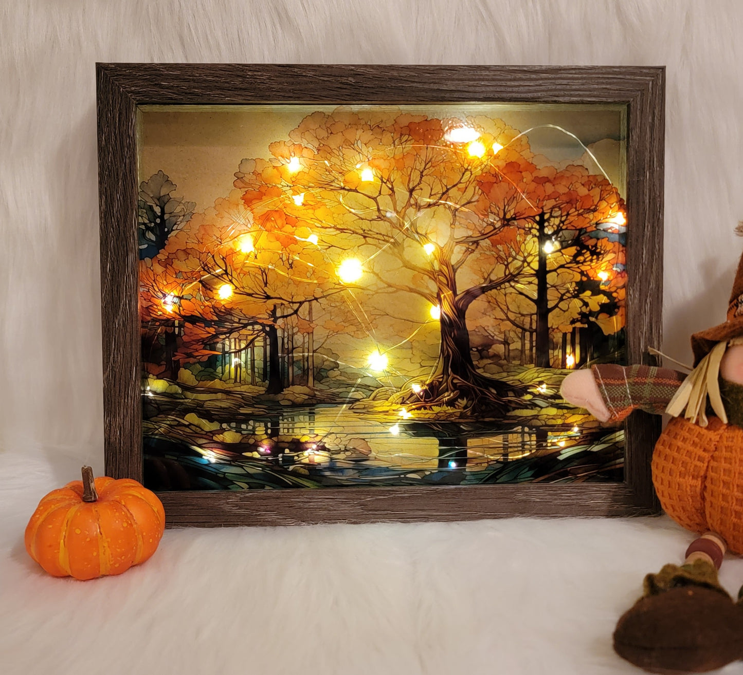 Fall Scene Light Up Shadow Box