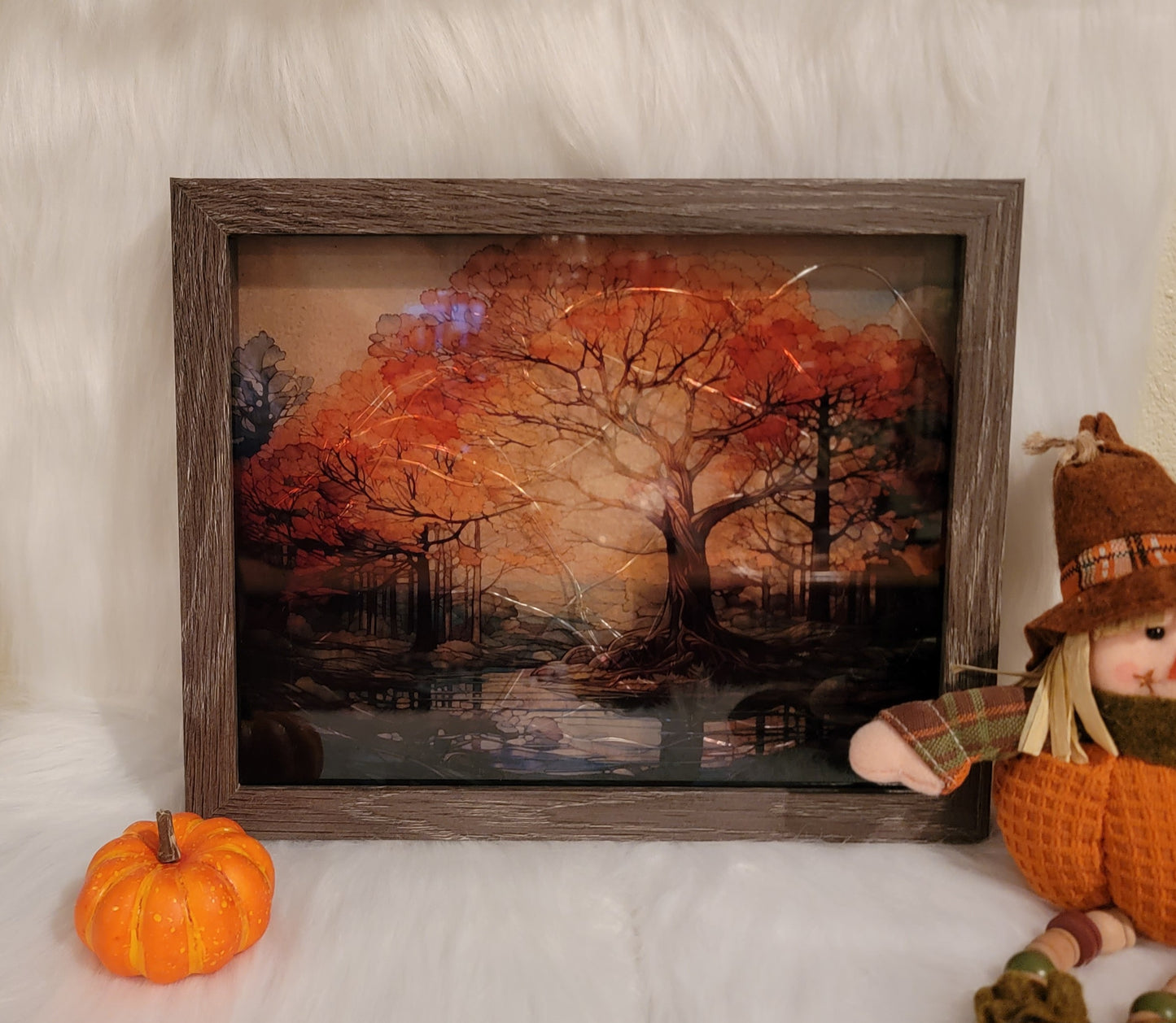 Fall Scene Light Up Shadow Box