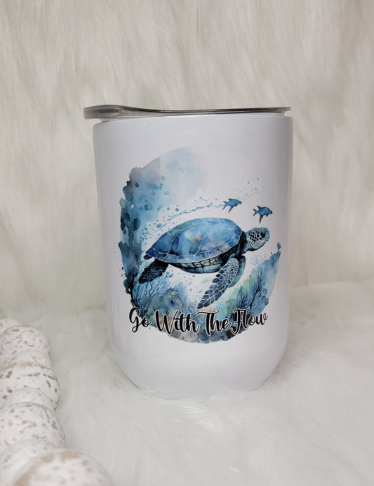 Go With the Flow - Sea Turtle - 12oz Wine Tumbler