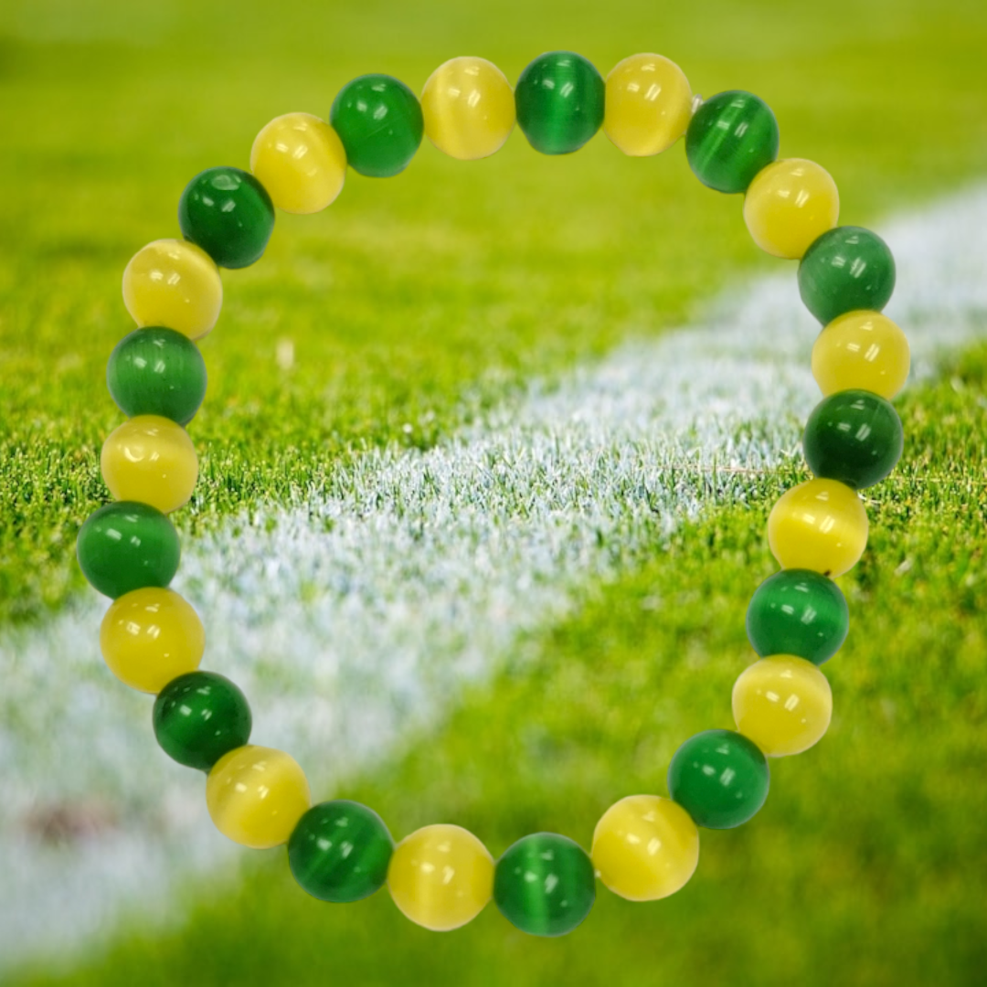 Green and Gold Cats Eye Bracelet