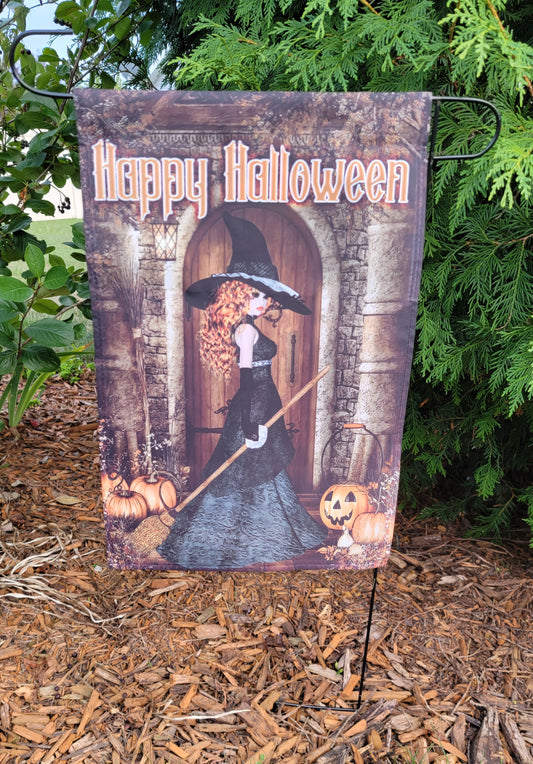 Happy Halloween Witch Garden Flag