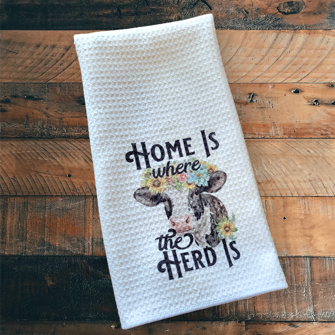 Home is Where the Heard Is -  Waffle Weave Dish Towel