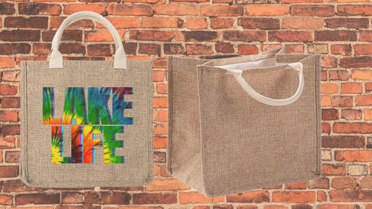 Lake Life Linen Tote Bag