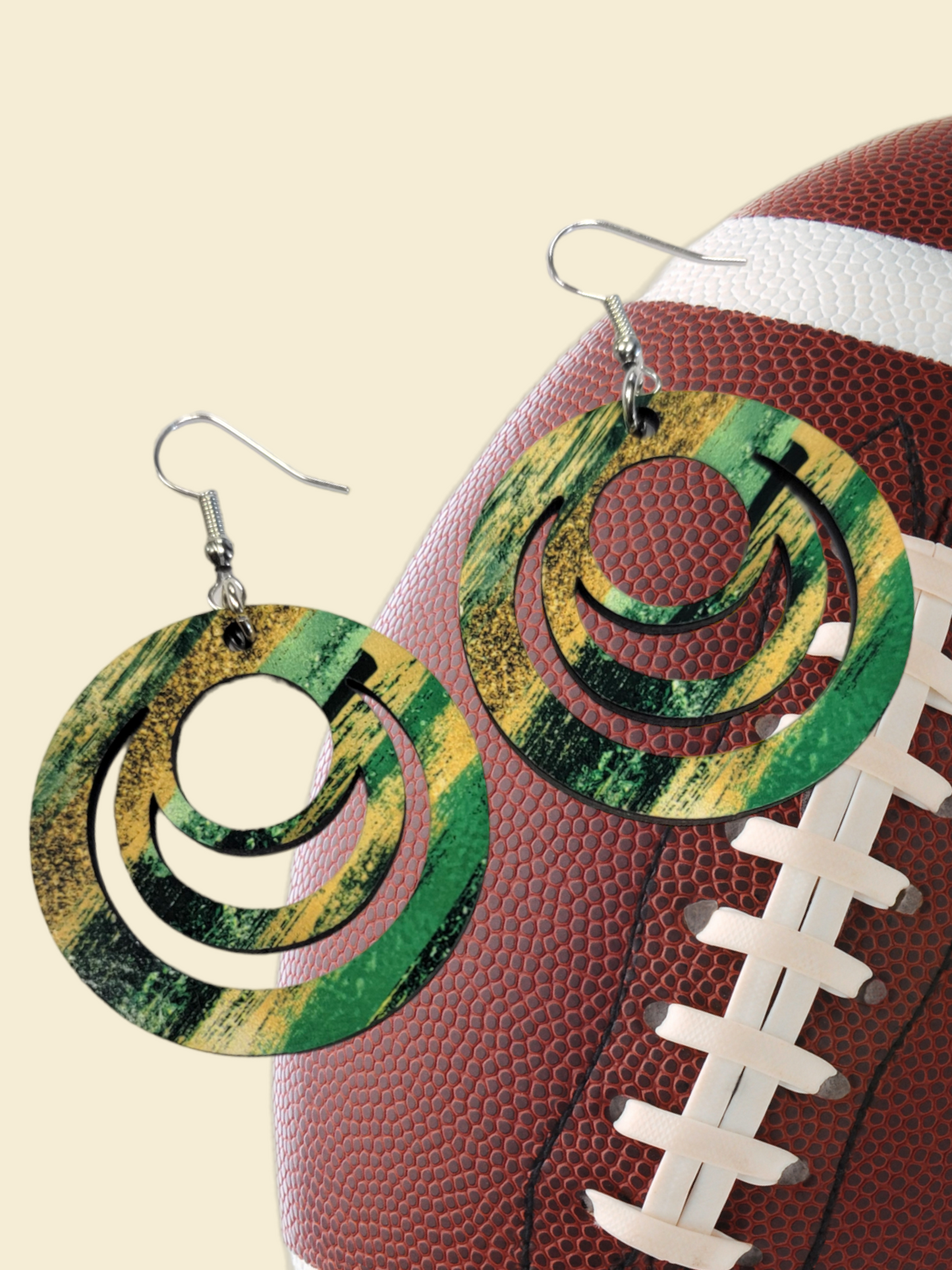 Dangle Green & Gold Marble Earrings