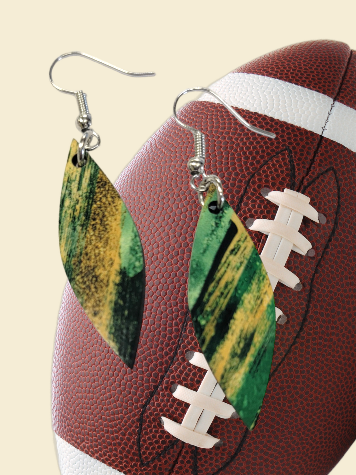 Dangle Green & Gold Marble Earrings