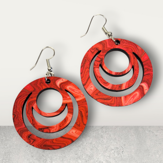 Red Marble Earrings