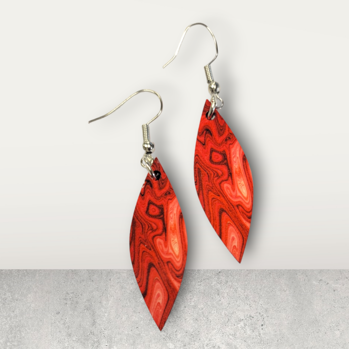 Red Marble Earrings