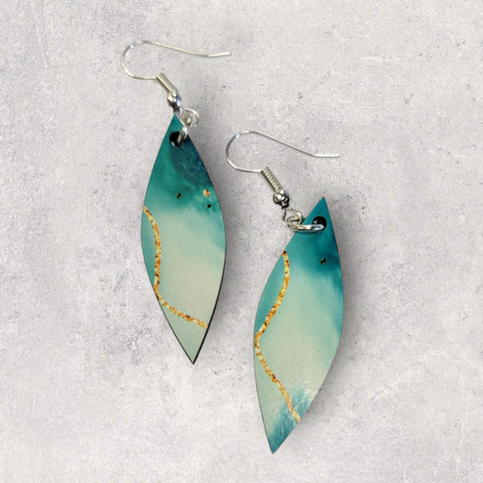 Green Marble Earrings