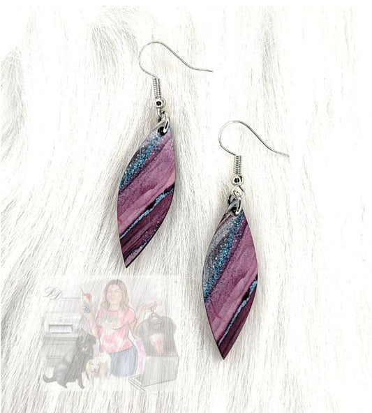 Pink & Blue Marble Earrings