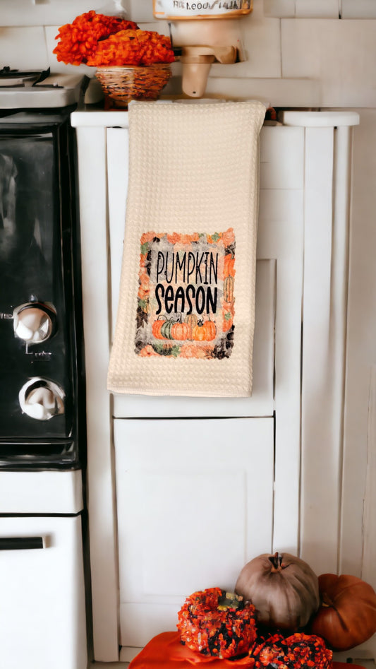 Pumpkin Season -  Waffle Weave Dish Towel