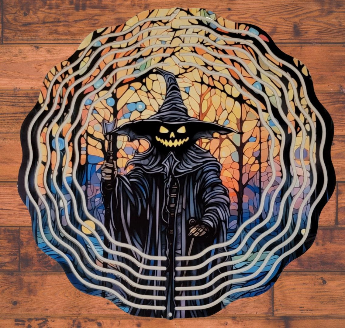 Pumpkin Witch 10" Wind Spinner