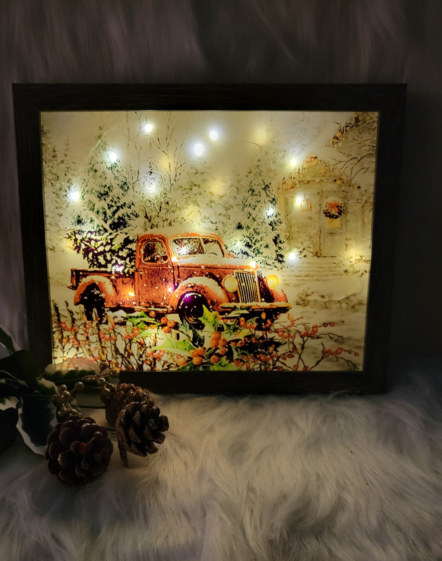 Red Truck Light Up Shadow Box