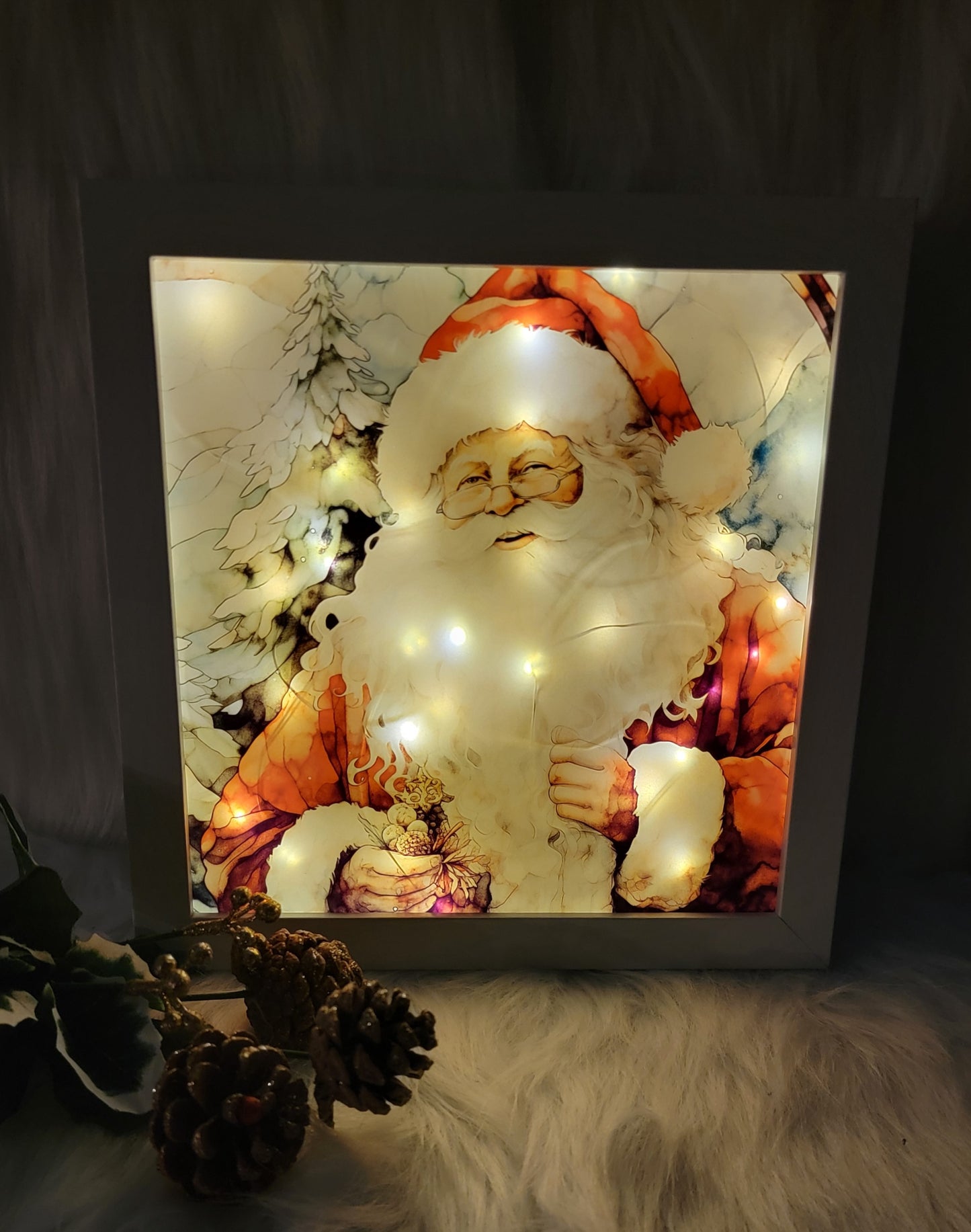 Santa Claus Light Up Shadow Box