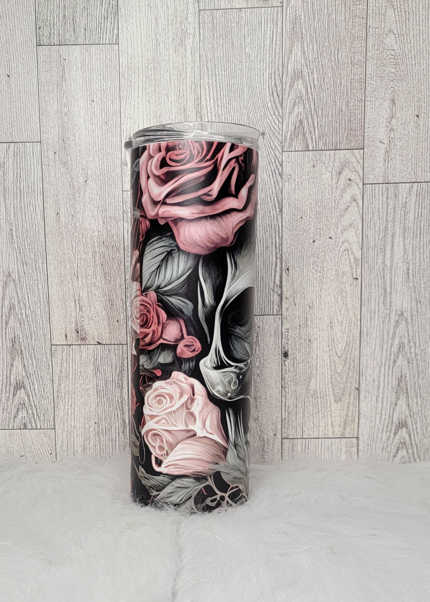 Skull with Roses GLOW IN THE DARK 20oz Tumbler