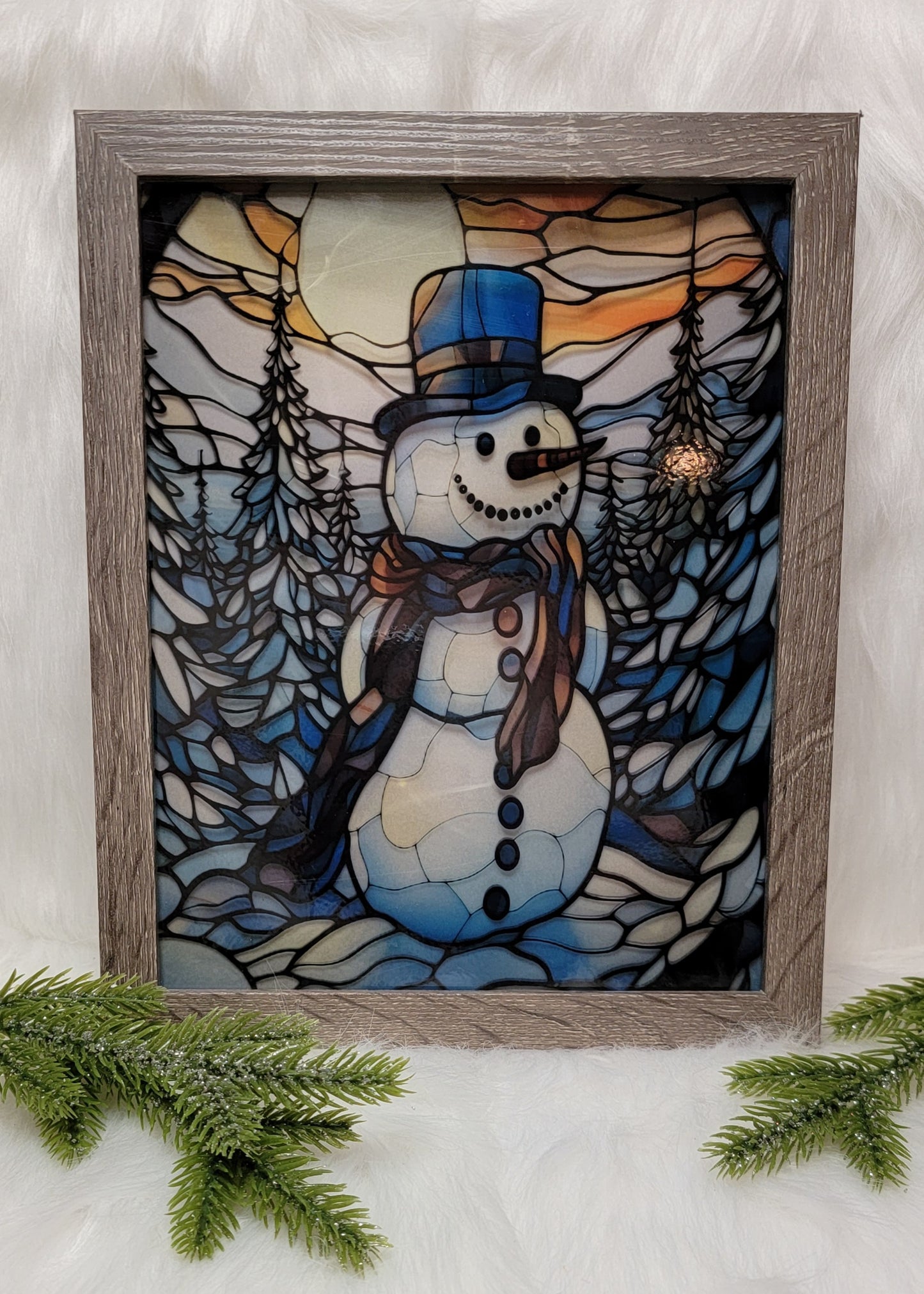 Snowman Light Up Shadow Box