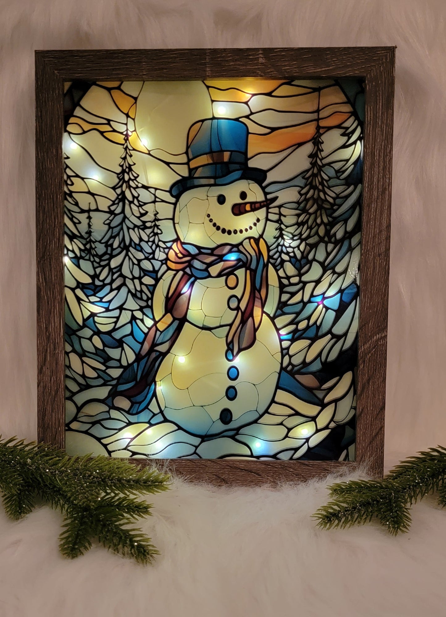 Snowman Light Up Shadow Box