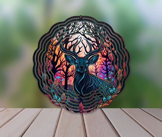 Stained Glass Deer 10" Wind Spinner