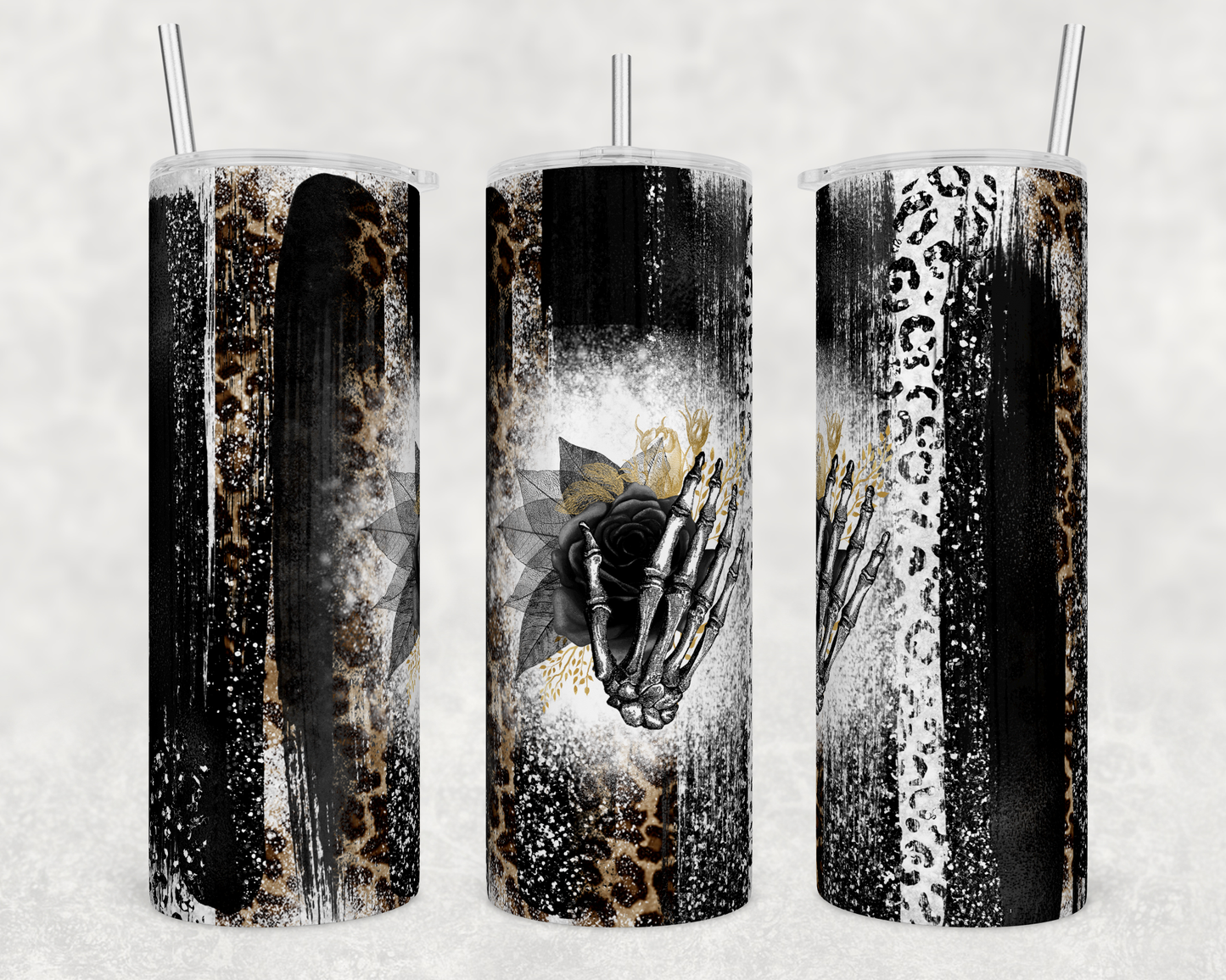 Black Rose with Skull Hand 20oz Tumbler