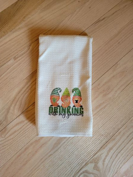 Microfiber Waffle Weave Dish Towel - Drinking with my Gnomies