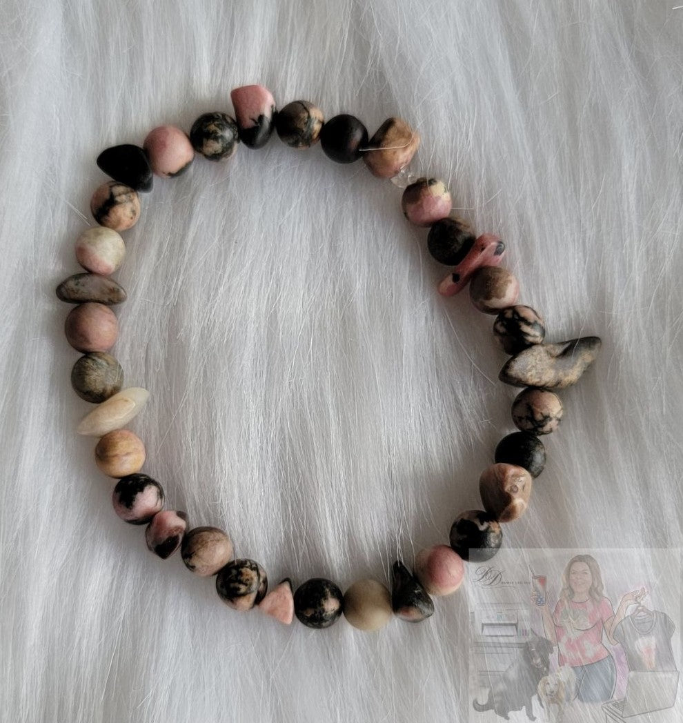 Pink & Gray Agate Bracelet