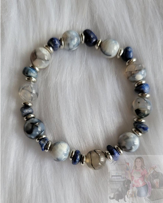 Lapis & Glass Bead Bracelet