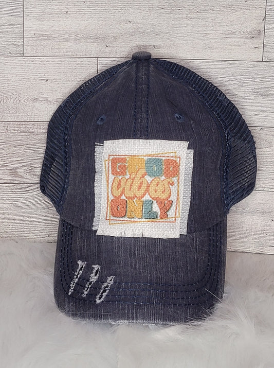 Ponytail Trucker Hat - Good Vibes Only