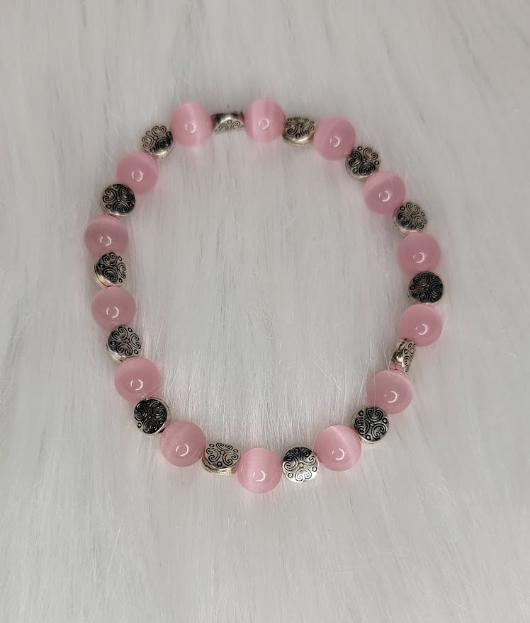 Pink Cats Eye Bracelet & Earring Set