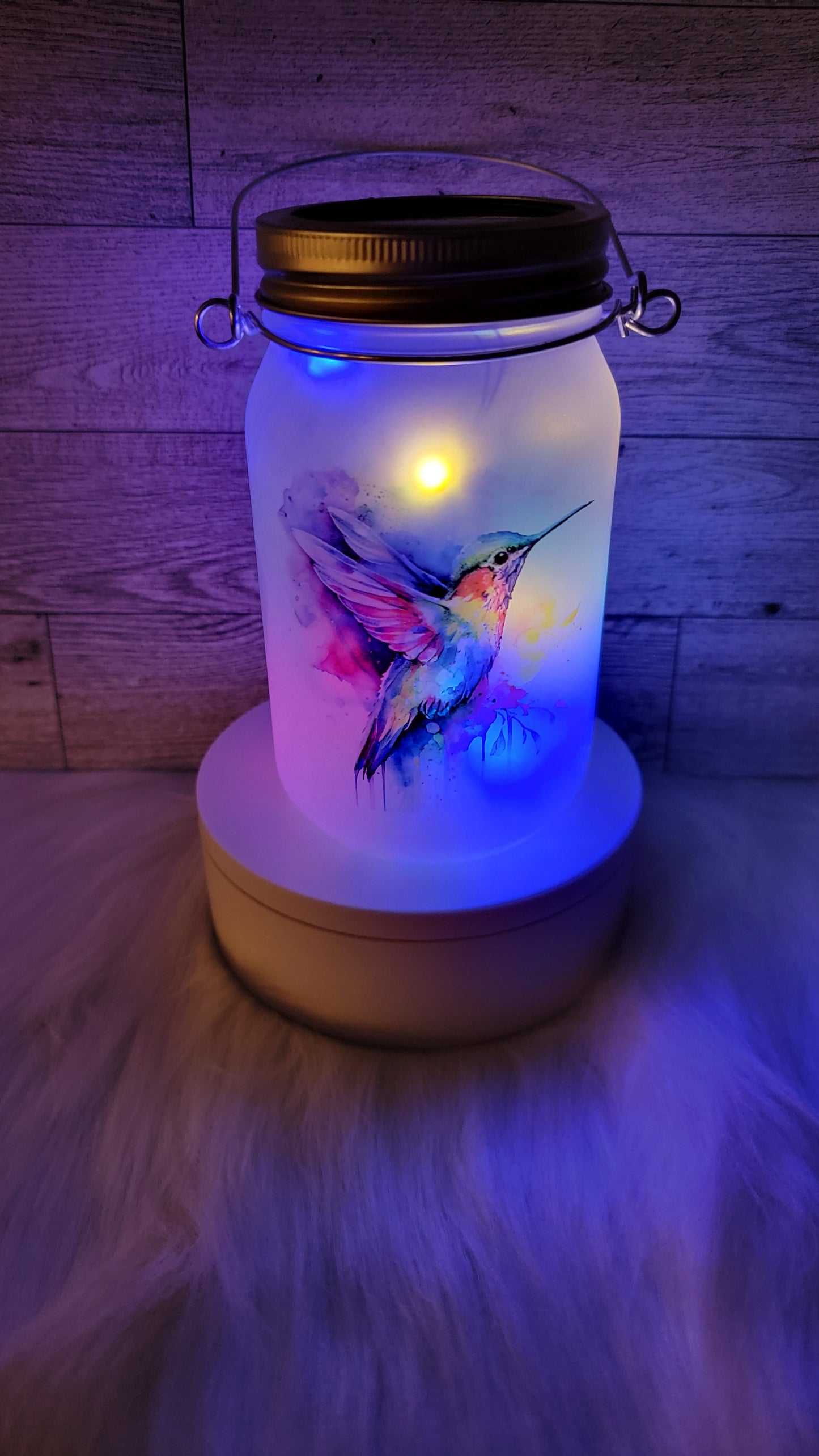 Watercolor Hummingbird Frosted Light Up Lantern