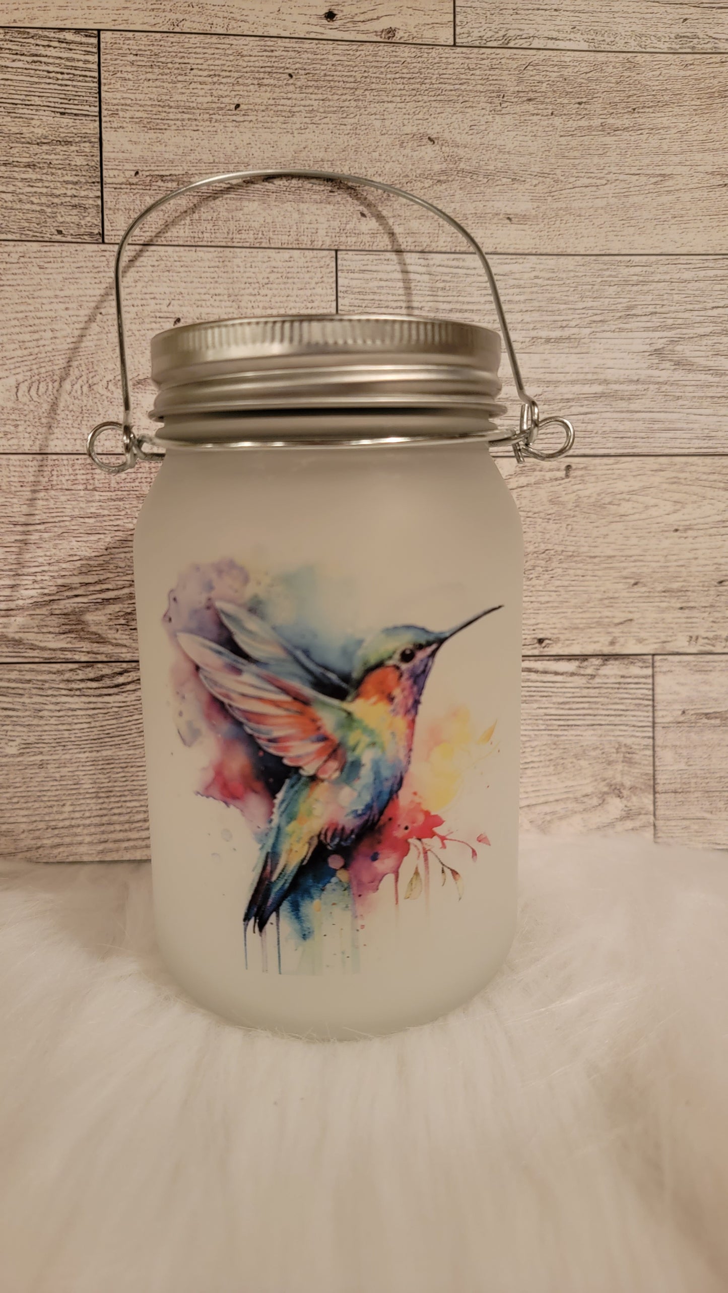 Watercolor Hummingbird Frosted Light Up Lantern