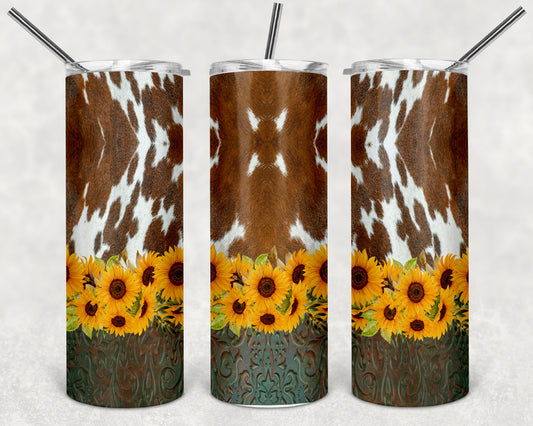 Cowhide & Sunflowers 20oz Tumbler