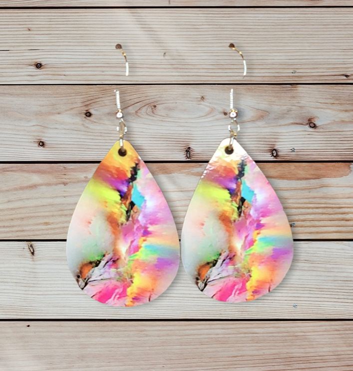 Dangle Multi Color Abstract Earrings