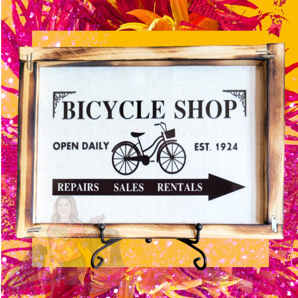 Bicycle Shop Framed Canvas