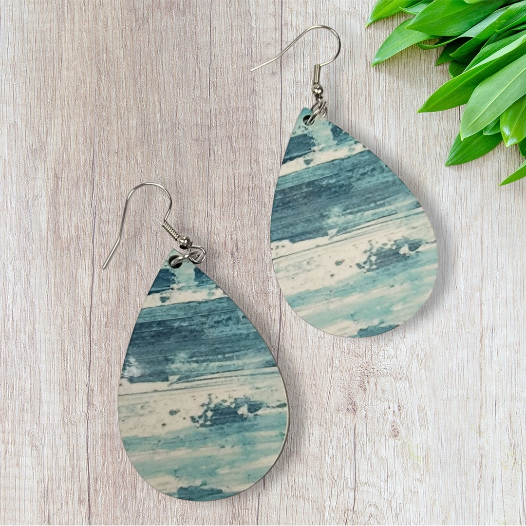 Dangle Blue Abstract Earrings