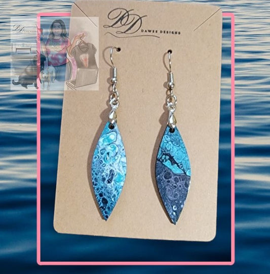 Dangle Blue Marble Earrings